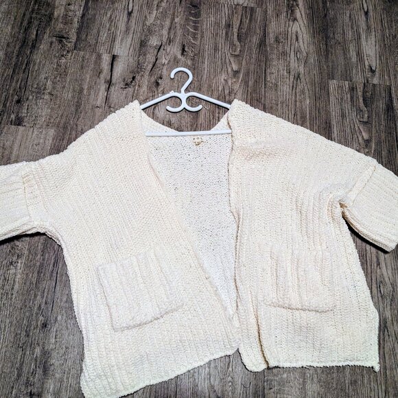 POL Boho Chunky Oversized Open Knit Cardigan - Cream White colored - Picture 5 of 6